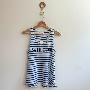 NWT Sundry Maritime Swim Club Blue and White Striped Racerback Tank (Size 0)